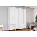 Ver imagem 1 de Guarda Roupa Solteiro 6 Portas e 4 Gavetas C/ Pés Canadá Plus Branco - Conquista