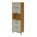 Ver imagem 3 de Paneleiro 2 Portas 3 Gavetas Imperatriz 100% MDF Marrom/Freijó/Off White
