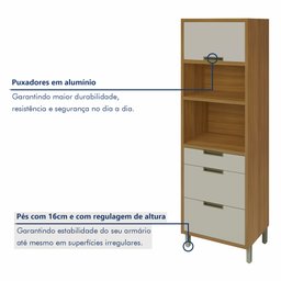 Paneleiro 2 Portas 3 Gavetas Imperatriz 100% Mdf - 3