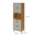 Ver imagem 4 de Paneleiro 2 Portas 3 Gavetas Imperatriz 100% MDF Marrom/Freijó/Off White