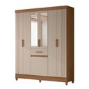 Ver imagem 1 de Guarda Roupa Roupeiro Solteiro Roma 7 Portas 1 Gaveta Detalhes Frisados Espelho Carvalho Fendi Moval