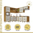 Ver imagem 3 de Cozinha Modulada 9 Peças com 4 Aéreos 4 Balcões 1 Paneleiro Ripado Imperatriz 100% MDF Marrom/Freijó/Offwhite