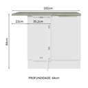 Ver imagem 3 de Balcão de Canto Madesa Lux 1 Porta 60 cm Profundidade (Com Tampo) Branco/Branco Veludo