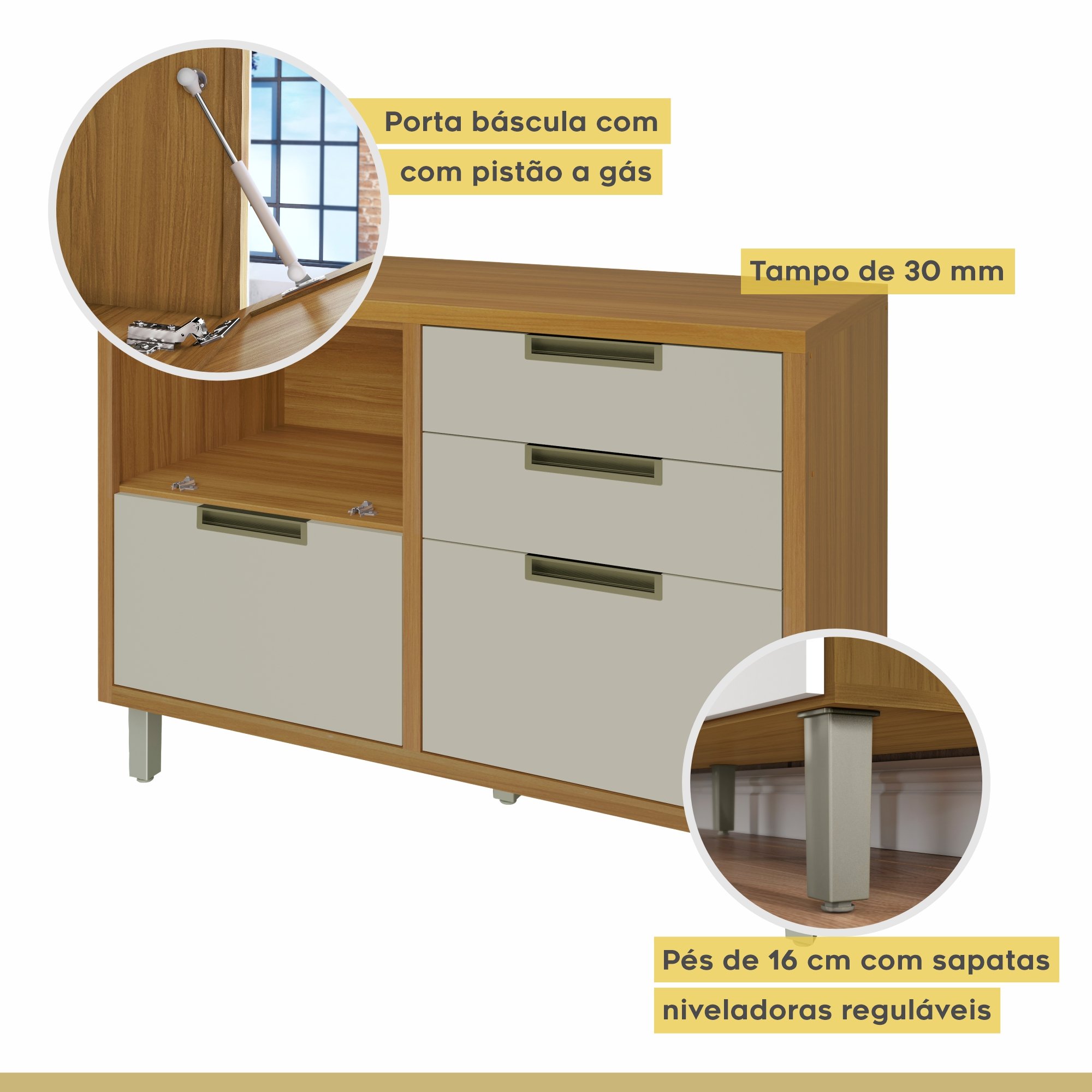 Cozinha Modulada 9 Peças Angulo Com 4 Aéreos 4 Balcões 1 Paneleiro Torre Quente 100% Mdf Imperatriz - 8