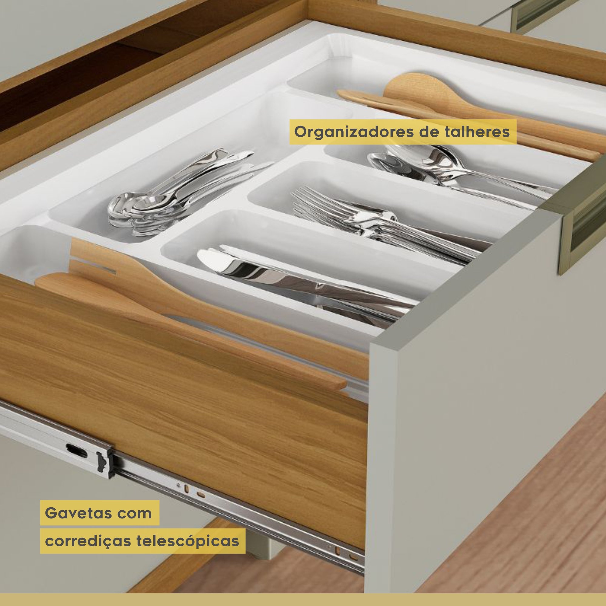 Cozinha Modulada 9 Peças Angulo Com 4 Aéreos 4 Balcões 1 Paneleiro Torre Quente 100% Mdf Imperatriz - 10