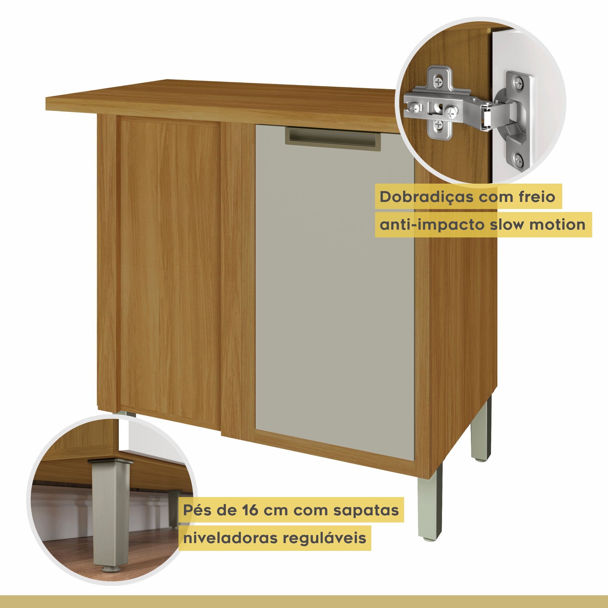 Cozinha Modulada 9 Peças Angulo Com 4 Aéreos 4 Balcões 1 Paneleiro Torre Quente 100% Mdf Imperatriz - 20