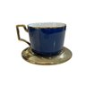Jogo de 6 Xícaras e Bule para Chá e Café Azul com Detalhes Dourado - 4