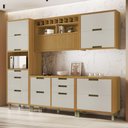 Ver imagem 1 de Cozinha Modulada 5 Peças Ripado Imperatriz 100% MDF Marrom/Freijó/Off White