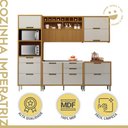 Ver imagem 3 de Cozinha Modulada 5 Peças Ripado Imperatriz 100% MDF Marrom/Freijó/Off White