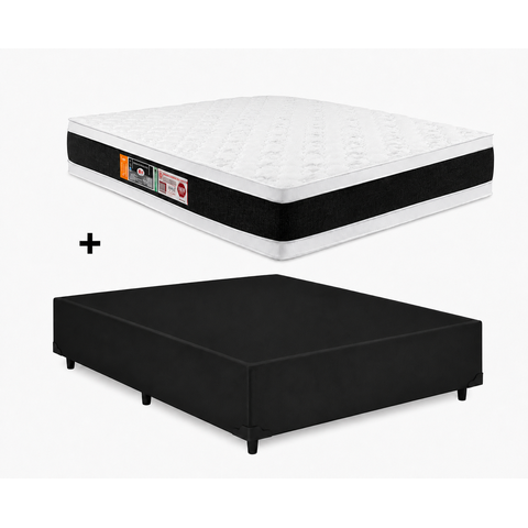Cama Base Casal Preto Colchão Casal Black e White Air Double Face D45 138x188 - Castor