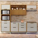 Ver imagem 1 de Cozinha Modulada 5 Peças Ripado Imperatriz 100% MDF Marrom/Freijó/Off White