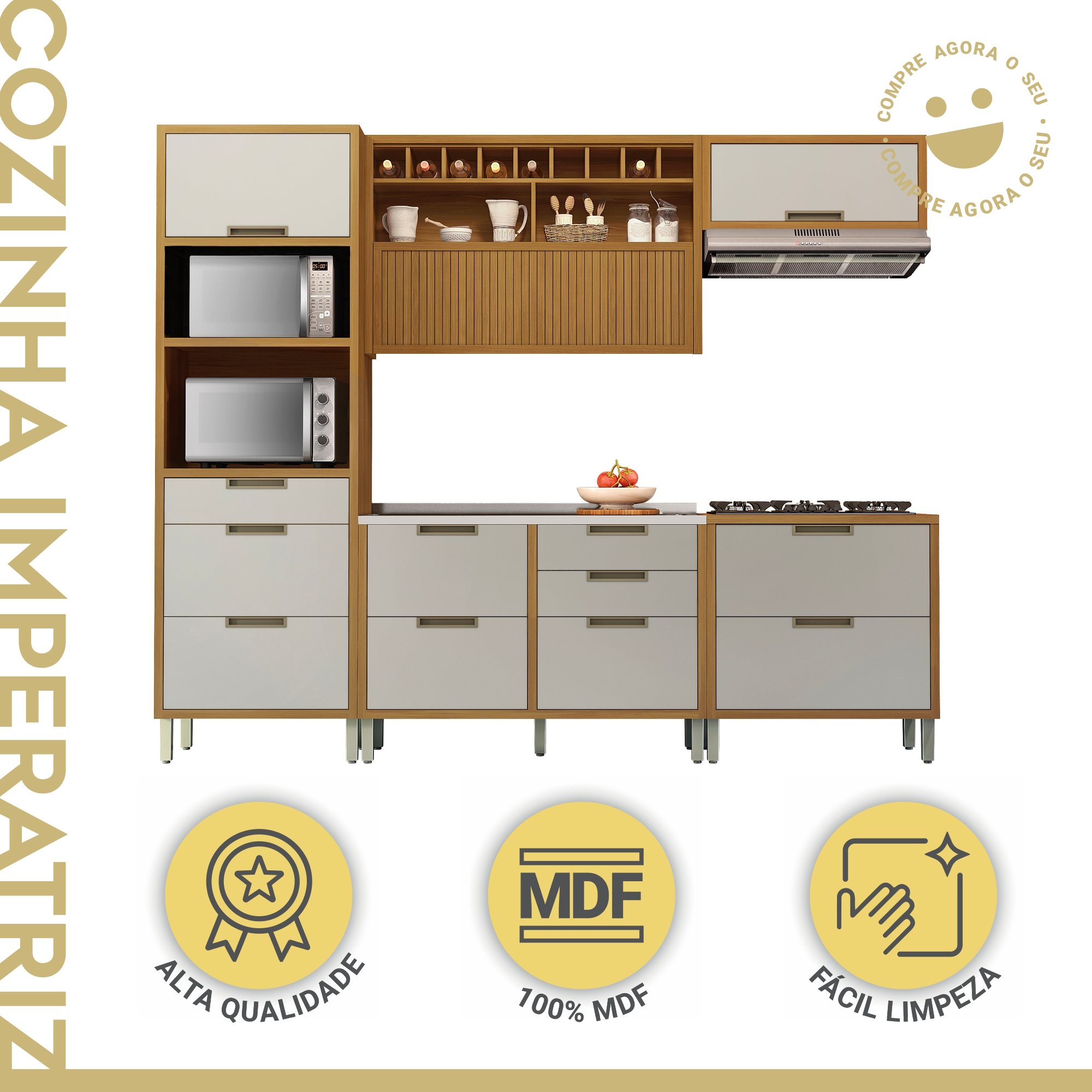 Cozinha Modulada 5 Peças Ripado Imperatriz  100% Mdf - 3