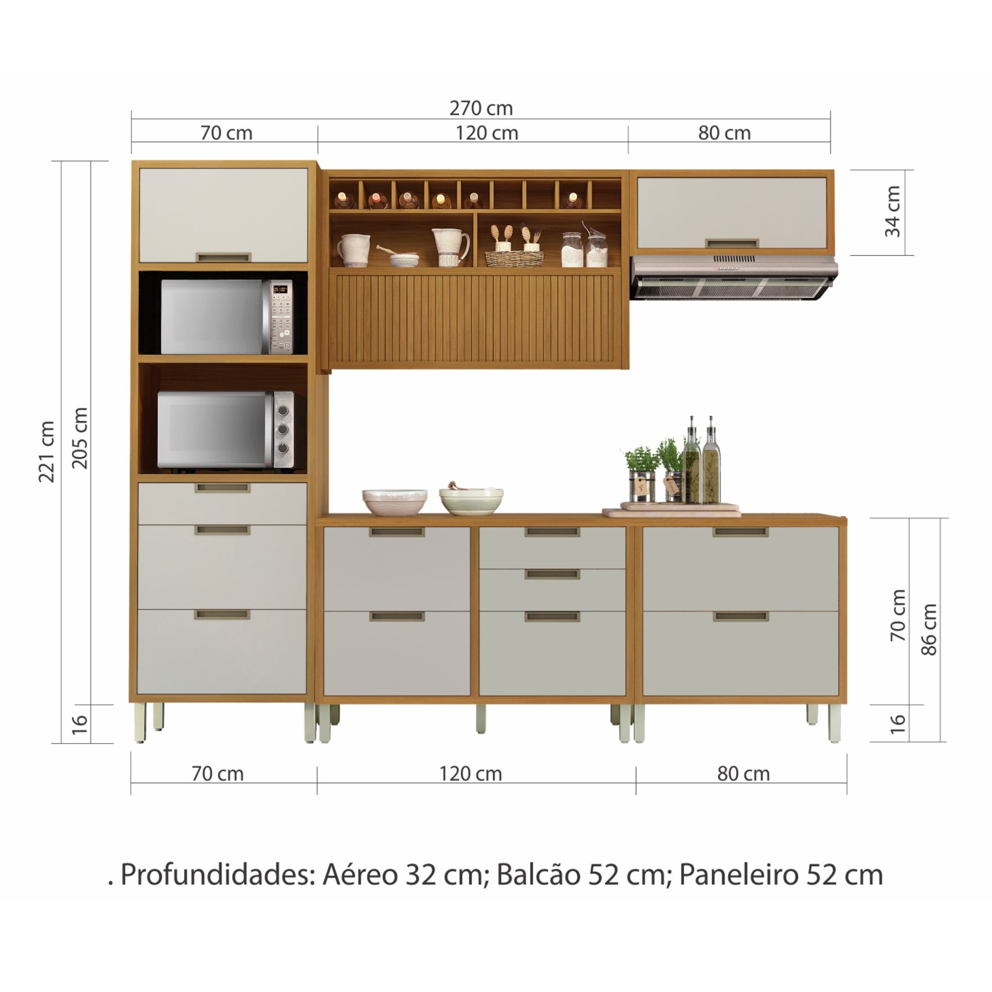 Cozinha Modulada 5 Peças Ripado Imperatriz  100% Mdf - 20