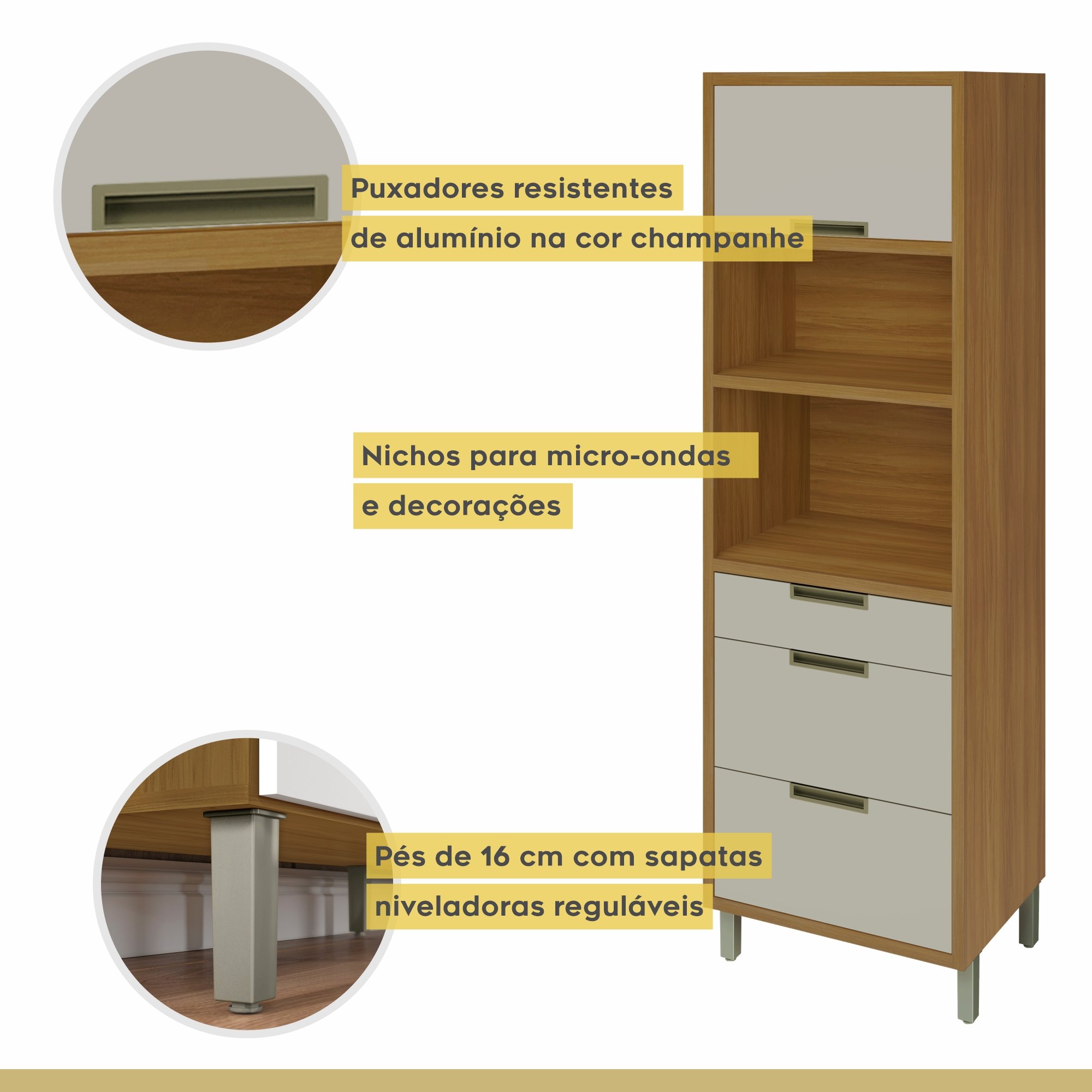 Cozinha Modulada 5 Peças Ripado Imperatriz  100% Mdf - 18