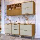 Ver imagem 1 de Cozinha Modulada 4 Peças Ripado Imperatriz 100% MDF Marrom/Freijó/Off White