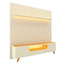 Ver imagem 2 de Rack com Painel para TV até 85 Polegadas Sole 2 Portas Ripado 100% MDF com LED Off White/Naturale - 