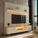 Ver imagem 1 de Rack com Painel para TV até 85 Polegadas Sole 2 Portas Ripado 100% MDF com LED Off White/Naturale - 