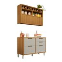 Ver imagem 3 de Cozinha Modulada 2 Peças Ripado Imperatriz 100% MDF Marrom/Freijó/Off White
