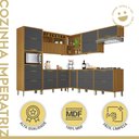 Ver imagem 3 de Cozinha Modulada Angulo 9 Peças com 4 Balcões 4 Aéreos 1 Paneleiro Ripado Imperatriz 100% MDF Marrom/Freijó/Grafite