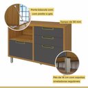 Ver mais imagens de Cozinha Modulada 9 Peças Angulo com 4 Aéreos 4 Balcões 1 Paneleiro Torre Quente Ripado Imperatriz 100% MDF Marrom/Freijó/Grafite