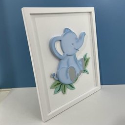 Quadro Safari Baby Elefante - Moldura Branca - QDSB-01 BH BABY KIDS 30 x 30cm - 2