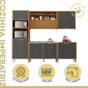 Ver imagem 2 de Cozinha Modulada 5 Peças Torre Quente Ripado Imperatriz 100% MDF Marrom/Freijó/Grafite