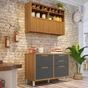 Ver imagem 1 de Cozinha Modulada 2 Peças Ripado Imperatriz 100% MDF Marrom/Freijó/Grafite