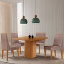 Ver imagem 1 de Mesa de Jantar Eloise 90cm Tampo Mdf Laminado com 4 Cadeiras Lisboa Moderna Mobilia