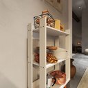 Ver imagem 5 de Balcão de Cozinha com 1 Prateleira Pés em Formato Palito de Madeira Maciça - Branco