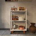 Ver imagem 1 de Balcão de Cozinha com 1 Prateleira Pés em Formato Palito de Madeira Maciça - Branco