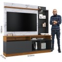 Ver imagem 3 de Painel para TV até 60 Polegadas 4 Nichos 3 Prateleiras 1 Porta com LED Leblon Colibri