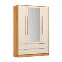 Ver imagem 2 de Guarda-roupa Casal Domo 4 Portas 4 Gavetas com Espelho 44020 Cinamomo/off White - Demóbile