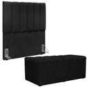 Ver imagem 5 de Kit Cabeceira Cama Box Solteiro 100cm e Calçadeira Recamier Baú Dália W01 Linho Chumbo - Lyam
