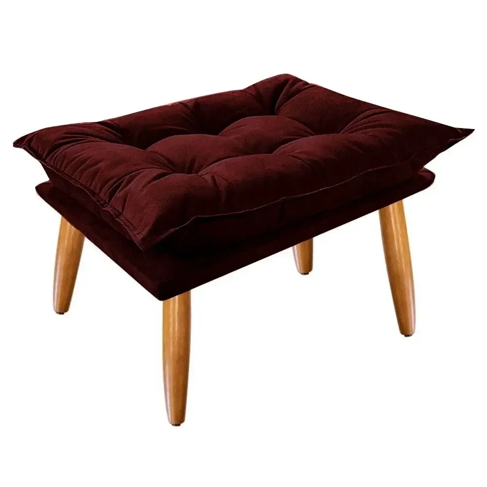 Ver imagem 1 de Puff Opala Slim Suede Pés Palito Decorativo Sala de Estar - Bela Móveis:marsala