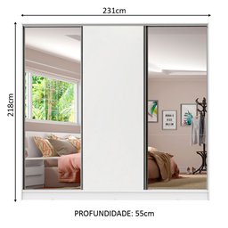 Guarda-roupa Casal 100% Mdf Madesa Royale 3 Portas de Correr com Espelho - 5