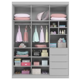 Guarda Roupa Cinza 3 portas e 4 gavetas Pérola - Phoenix Baby - 3
