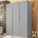 Ver imagem 1 de Guarda Roupa Cinza 3 portas e 4 gavetas Pérola - Phoenix Baby