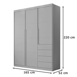 Guarda Roupa Cinza 3 portas e 4 gavetas Pérola - Phoenix Baby - 4