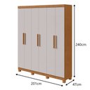 Ver imagem 2 de Guarda-roupas Casal 6 Portas 3 Gavetas Jazz com Pés sem Espelho - Lp - Rei de Casa Amendoa Clean/off