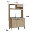 Ver imagem 2 de Cozinha Compacta Junior 4 Portas 1 Gaveta Com Nicho Cor Carvalho Dakar  - Arte Cas