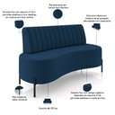 Ver imagem 4 de Sofá Chaise 2 Lugares Sala Living 135cm Pés Industrial Cayman K01 Veludo Azul Marinho - Lyam Decor