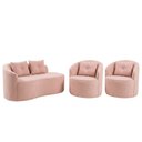 Ver imagem 2 de Kit Sofá Orgânico Curvo Feijão + 02 Poltronas Sala Estúdio Amore Bouclê Rosê - Vimont Moveis