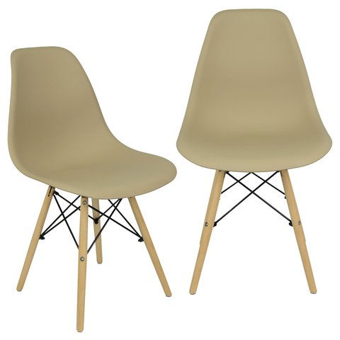 Kit 2 Cadeiras Decorativas Eiffel Charles Eames Nude com Pés de Madeira - Lyam Decor