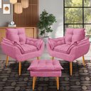 Ver imagem 1 de Kit 2 Poltrona Opala Puff Descanso para Os Pés:rosa