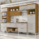 Ver imagem 1 de Cozinha Modulada 5 Peças Ripado Princesa 100% MDF Marrom/Freijó/Off White
