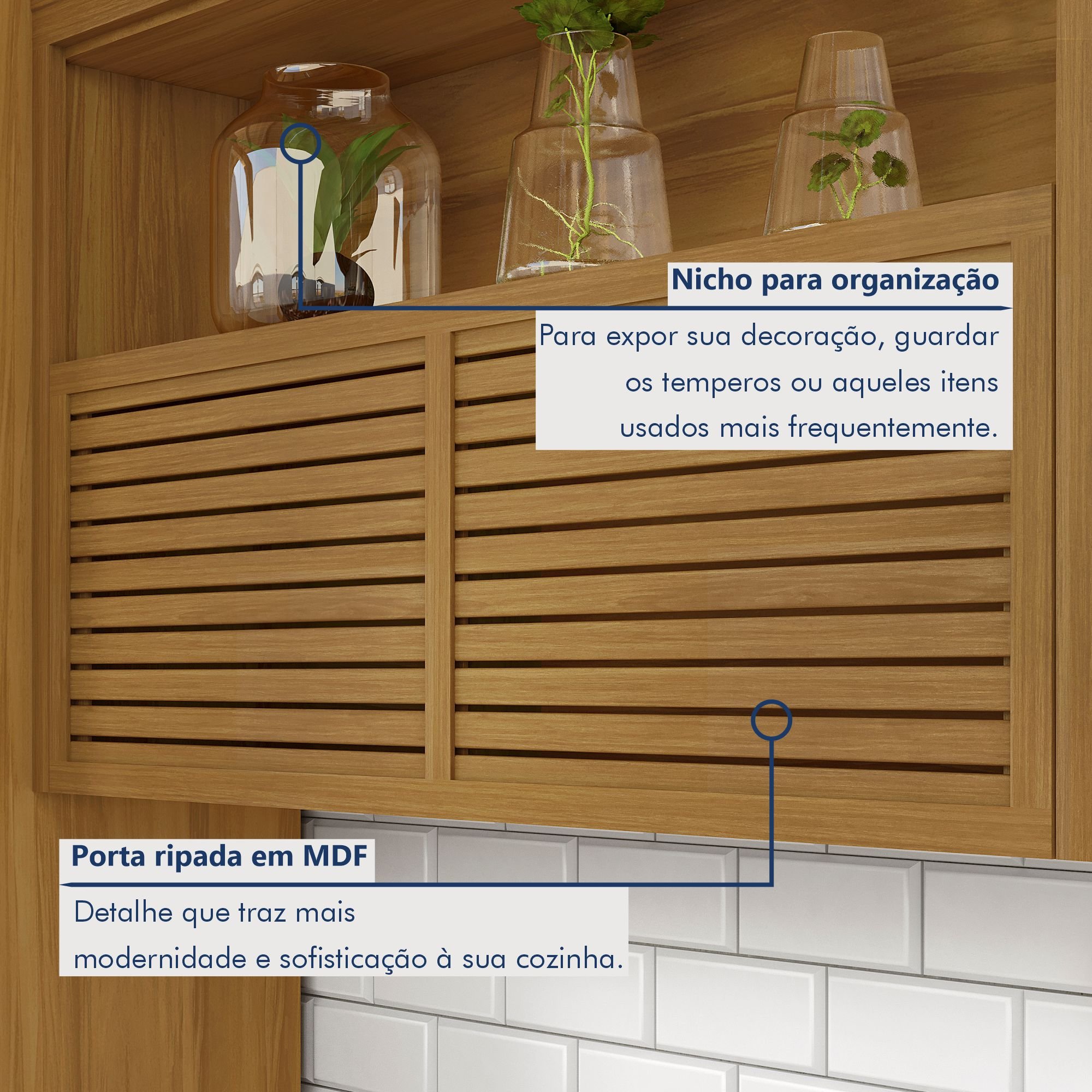 Cozinha Modulada 5 Peças Ripado Princesa 100% Mdf - 7