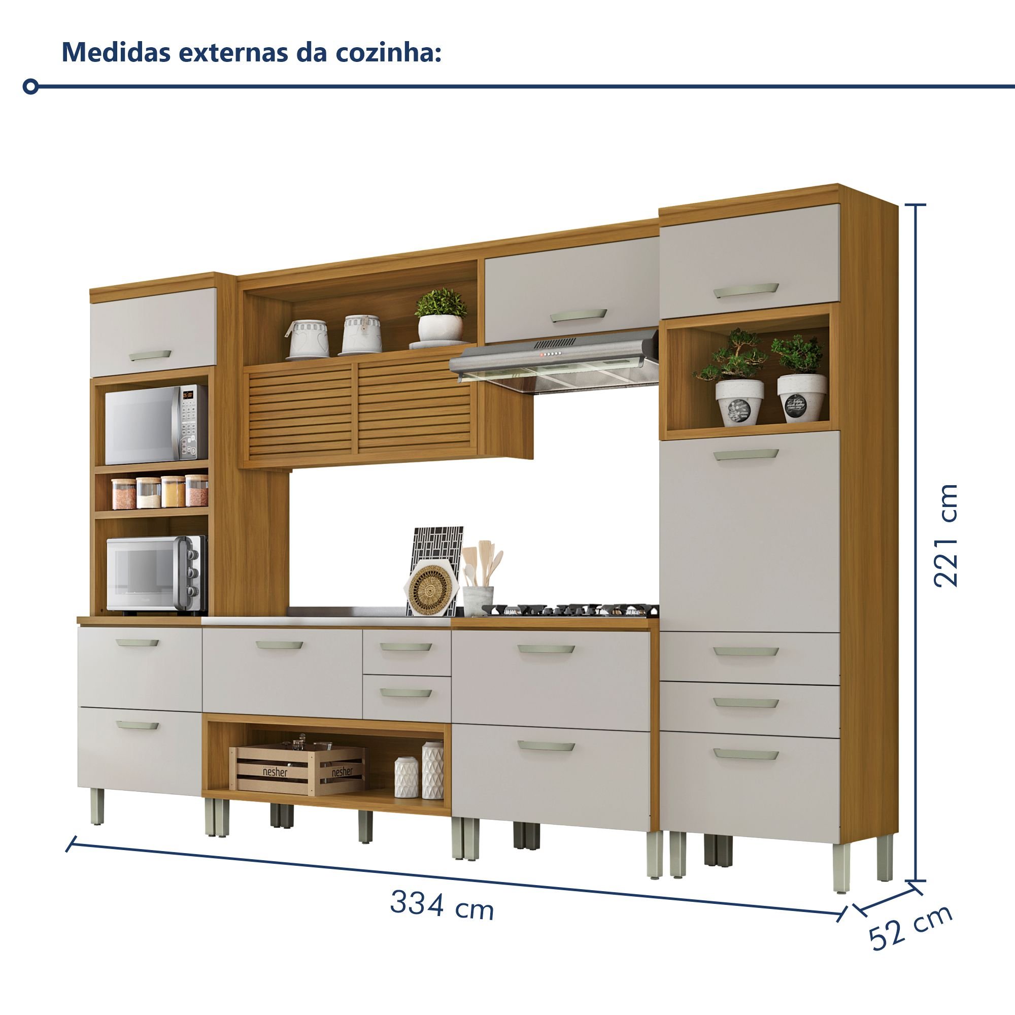 Cozinha Modulada 5 Peças Ripado Princesa 100% Mdf - 19