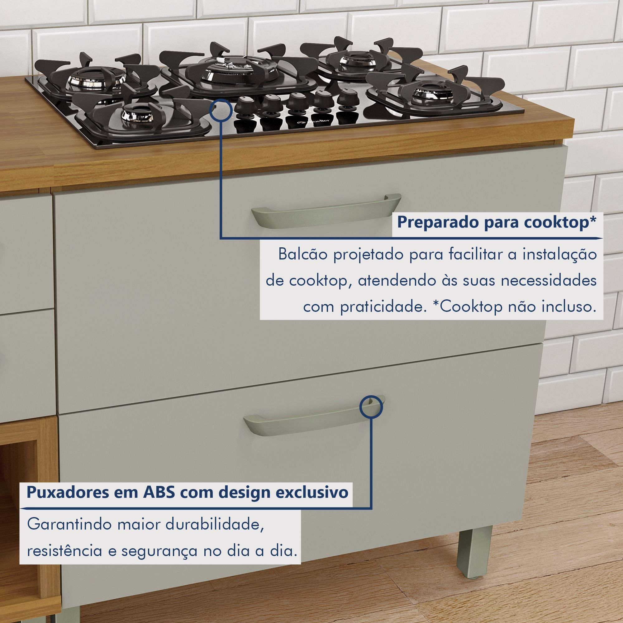 Cozinha Modulada 5 Peças Ripado Princesa 100% Mdf - 13