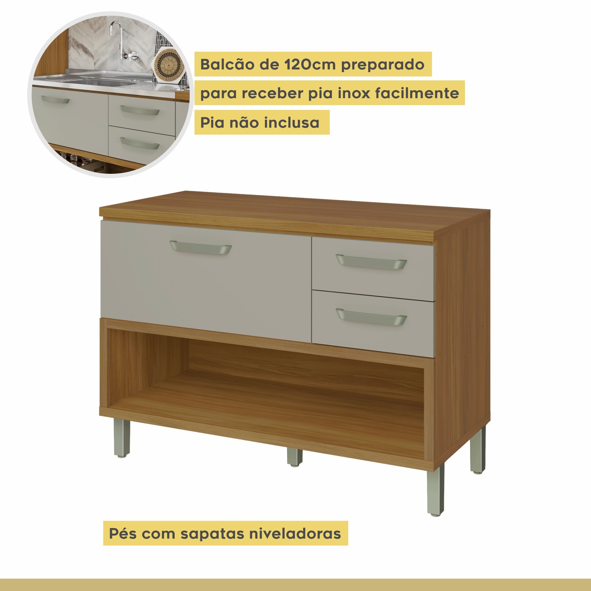 Cozinha Modulada 3 Peças Ripado Princesa 100% Mdf - 10