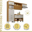 Ver imagem 3 de Cozinha Modulada 3 Peças Ripado Princesa 100% MDF Branco/Freijó/Off White
